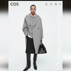 COS Gray Double Breasted Wool Coat S